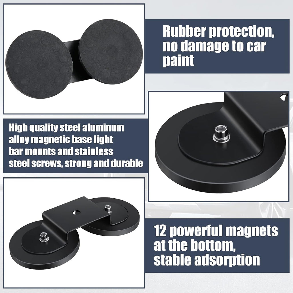 Shimeyao 8 Pcs Magnetic Light Bar Mounts Universal Magnet Mount Holder with Rubber Pad for Off Road SUV Truck Lamp Roof Bar Fog Light