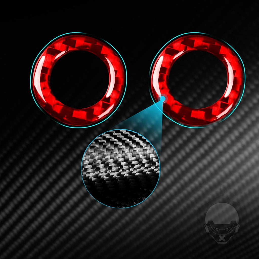 Carbon Fiber Car Rear Roof Reading Light Cover Trim Compatible with Tesla Model 3 2023 2024 2025 Accessories Red 2PCS