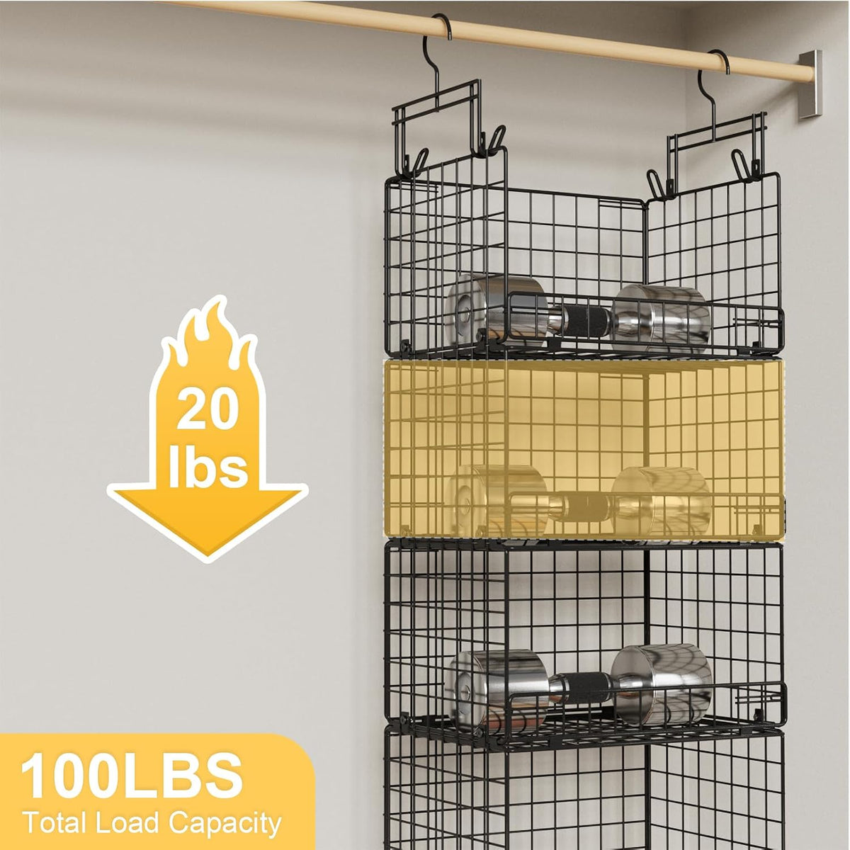 vygrow 5 tier hanging closet organizer with adjustable, package contents
