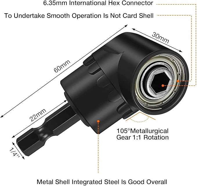 Right Angle Drill Adaptor, 4-in-1 Impact Drill Bit Extension, 360° Rotatable - Image 8