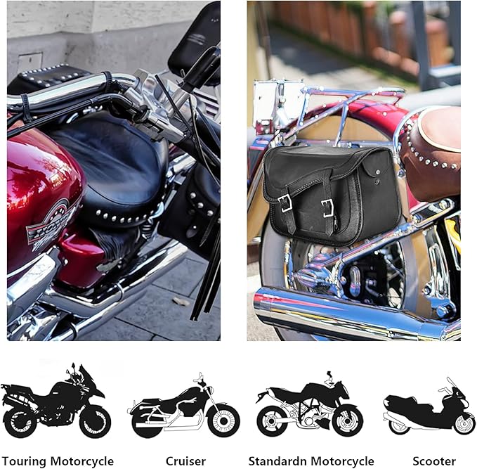 GARGOYLE BELLS Motorcycle Saddle Bags Leather Motorcycle Luggage Bag - Image 6