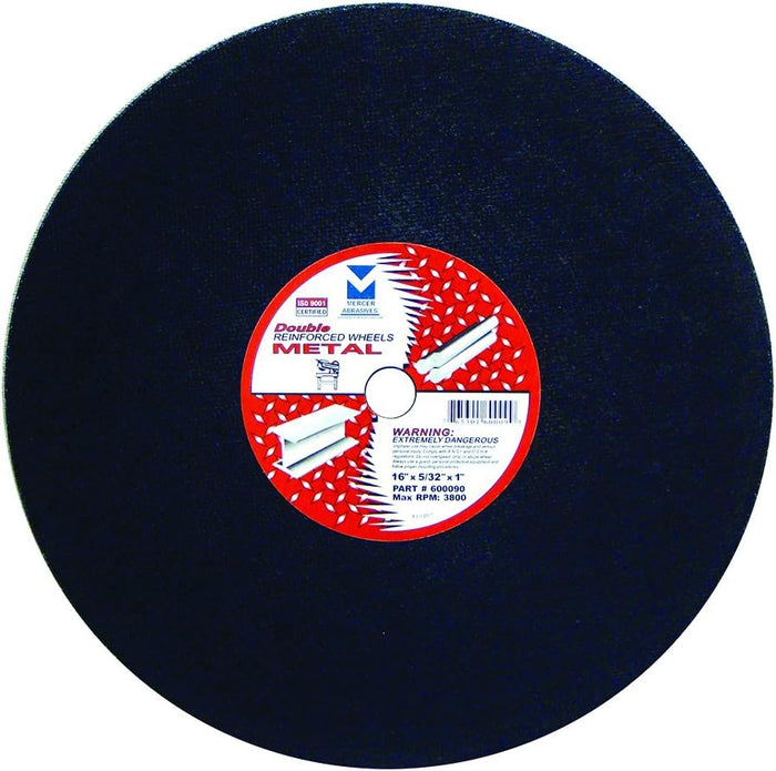 Mercer Industries 600090 Stationary Saw Cut-Off Wheels for Ferrous Metals, 16" x 5/32" x 1", 10 Pack
