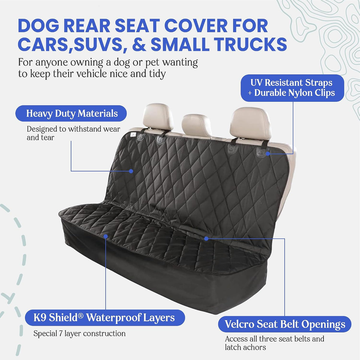 4knines heavy-duty rear seat cover for dogs, close-up detail