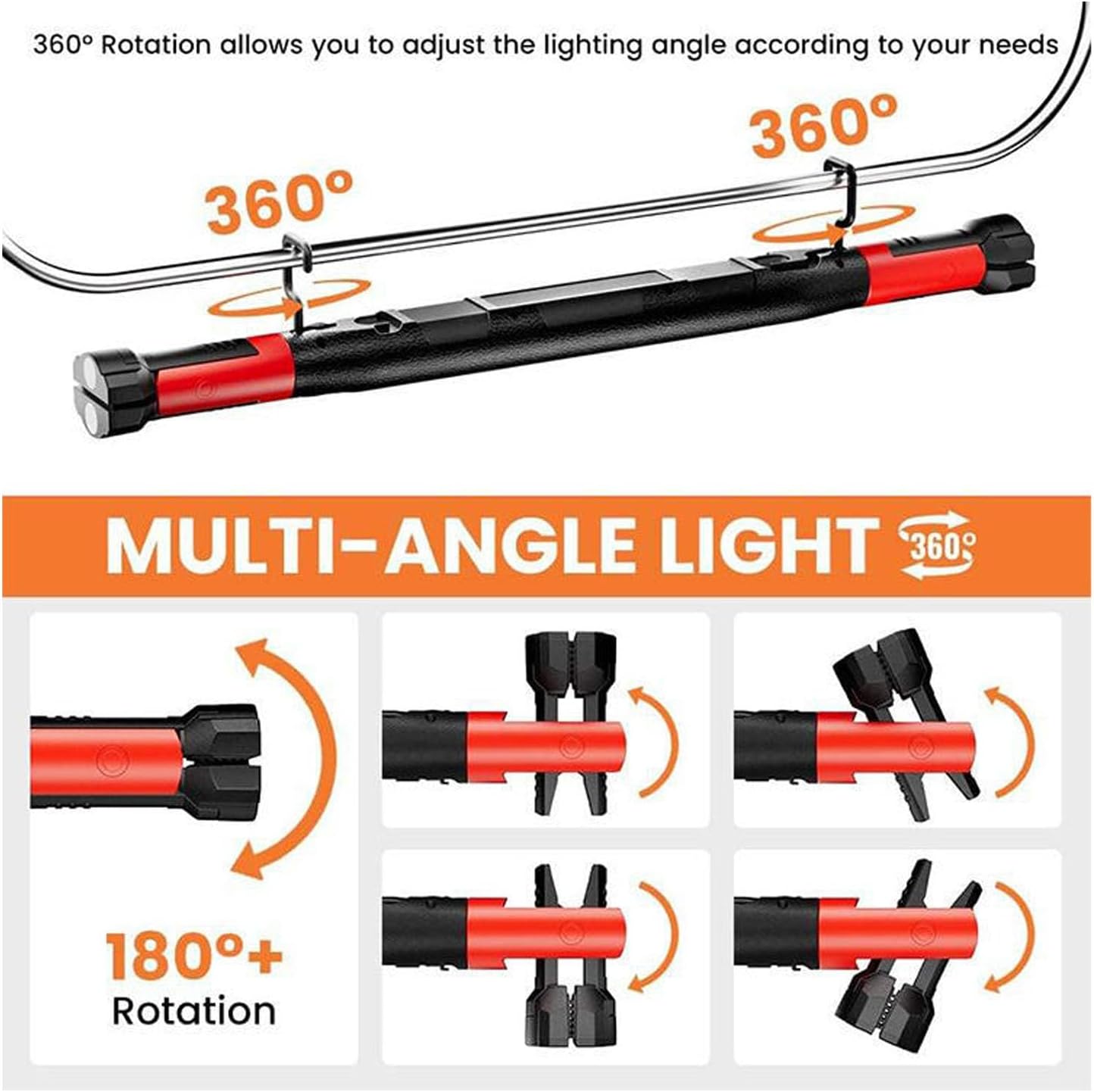 Alomejor Magnetic Under Hood Light, ABS Material, 1200LM Brightness, Flexible Neck, for Mechanics and Automotive Work