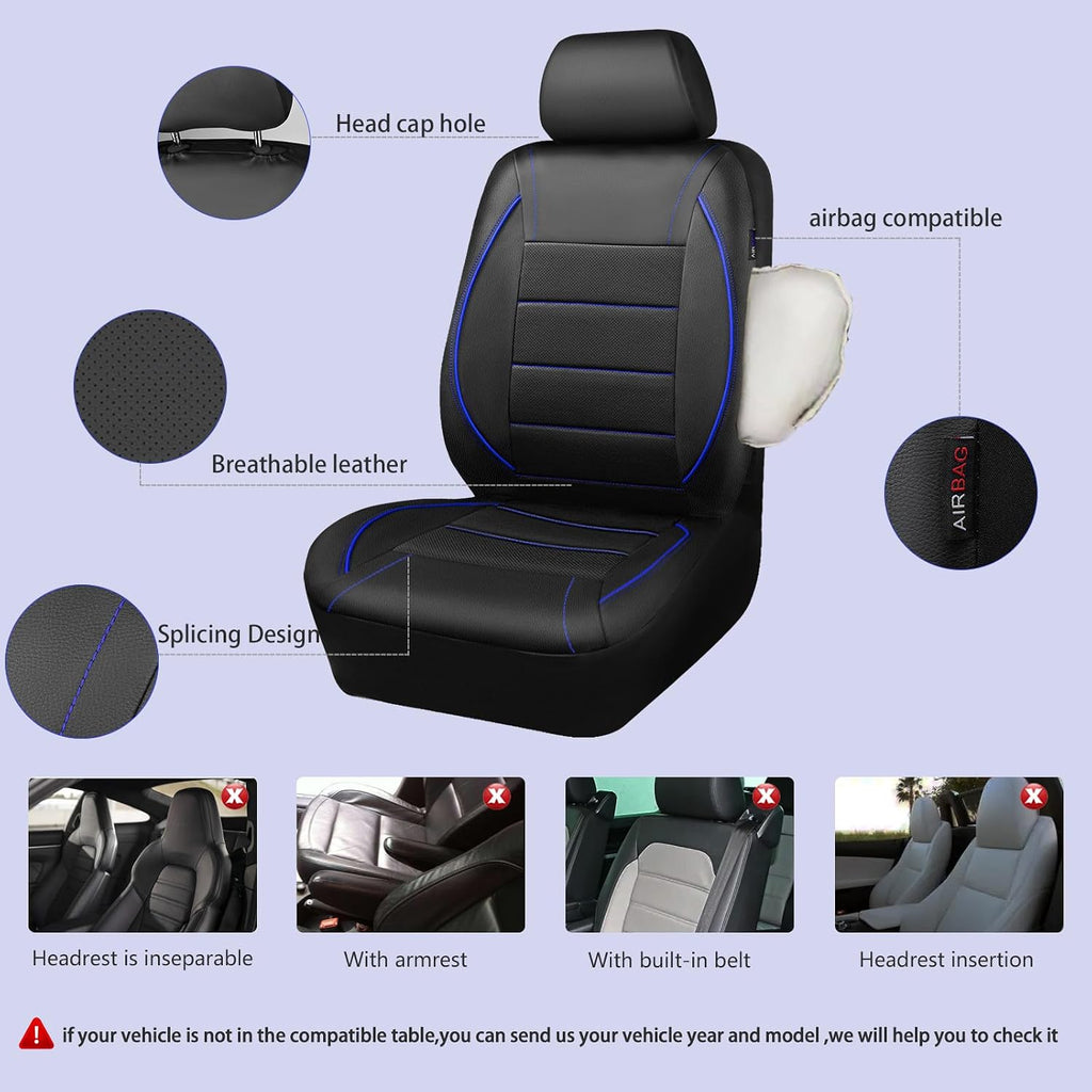 car pass universal fit piping leather two front, close-up detail