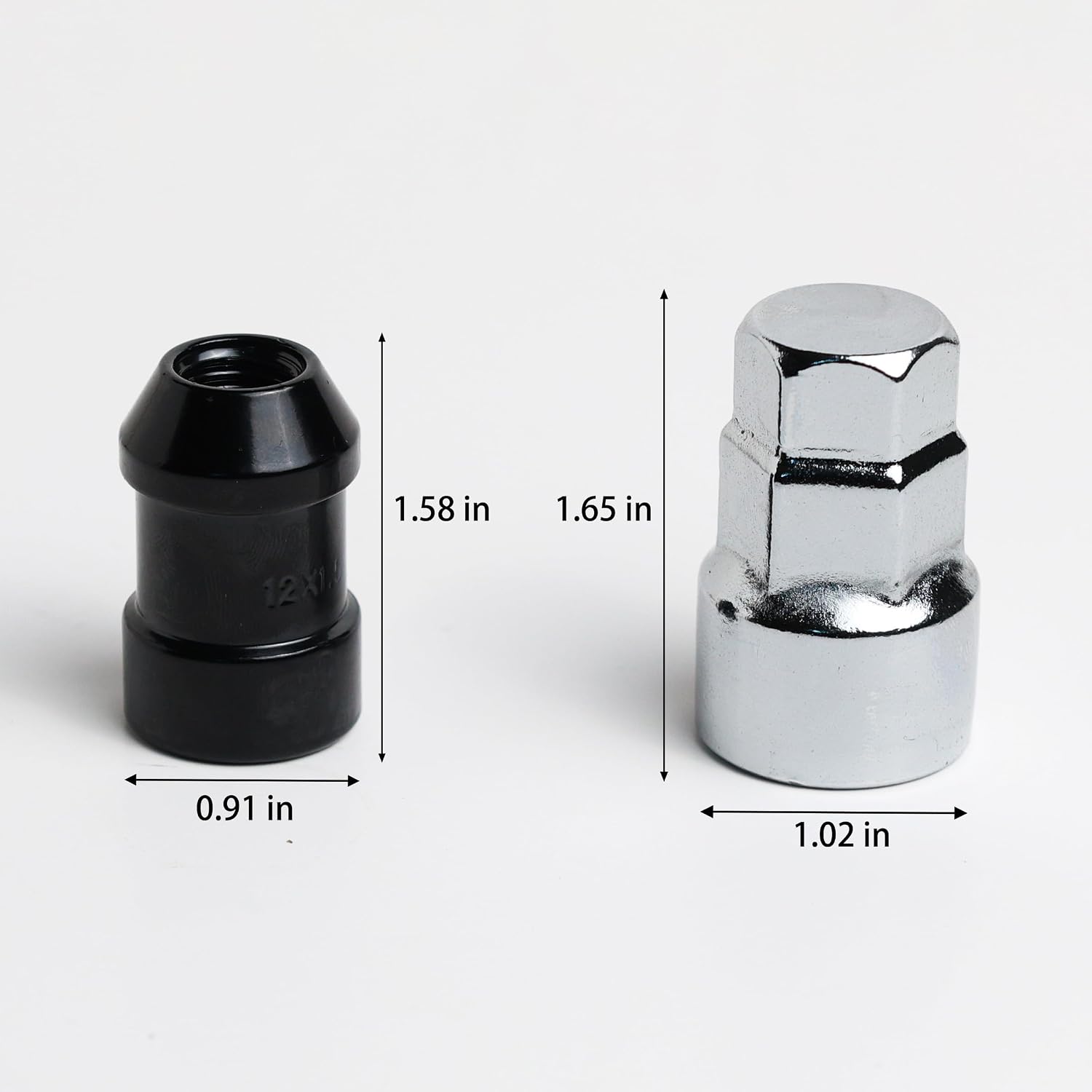 Black M12X1.5 Wheel Locks Lug Nuts for Cars Tires, Set of 5 Locks with 1 Key