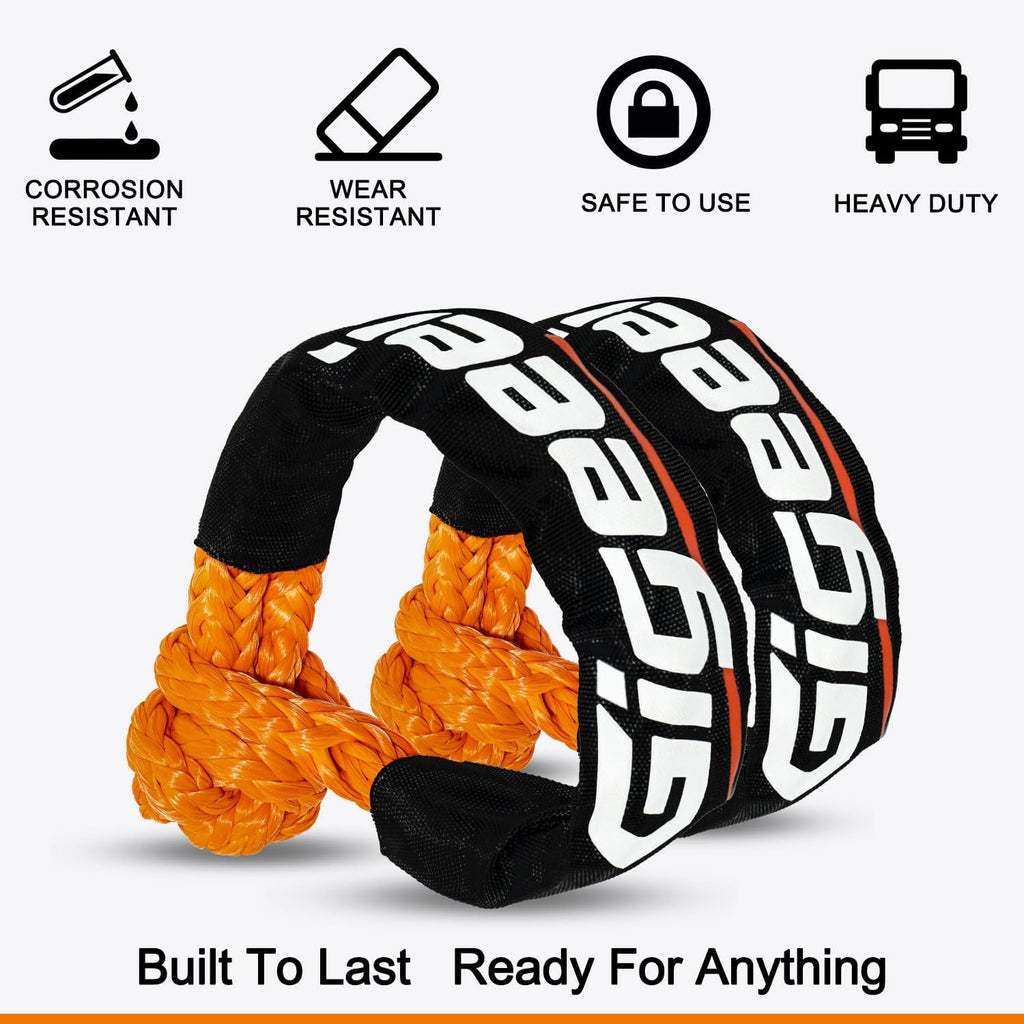 Soft Shackles Tow Recovery - 1/2 Inch X 22 Inch (56,000lbs) Soft Shackle Recovery Kit for Off-Road Winch and Vehicle Towing (Orange)