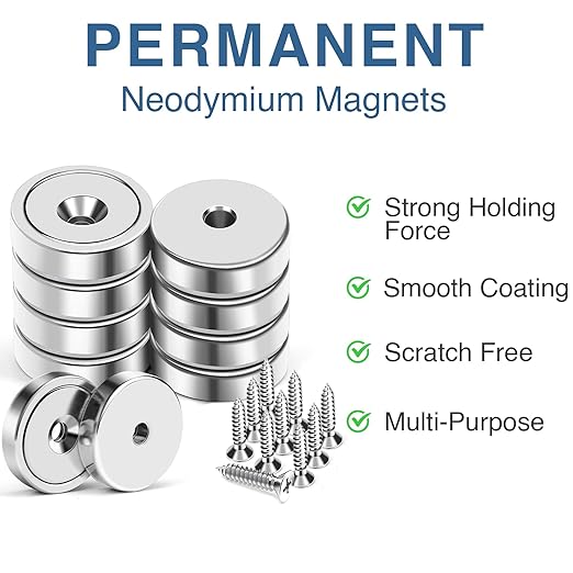 MIKEDE 70 LBS Magnets with Screw Holes, 6 Pack Force Neodymium Cup Magnets 25mm - Image 5
