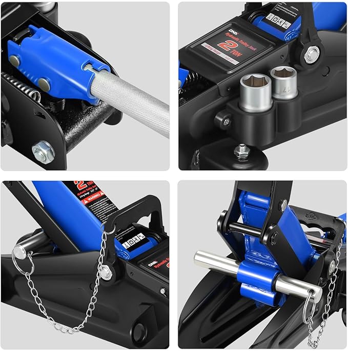 DNA MOTORING Floor Jack with Socket and Lock, Low Profile Hydraulic Trolley Jack