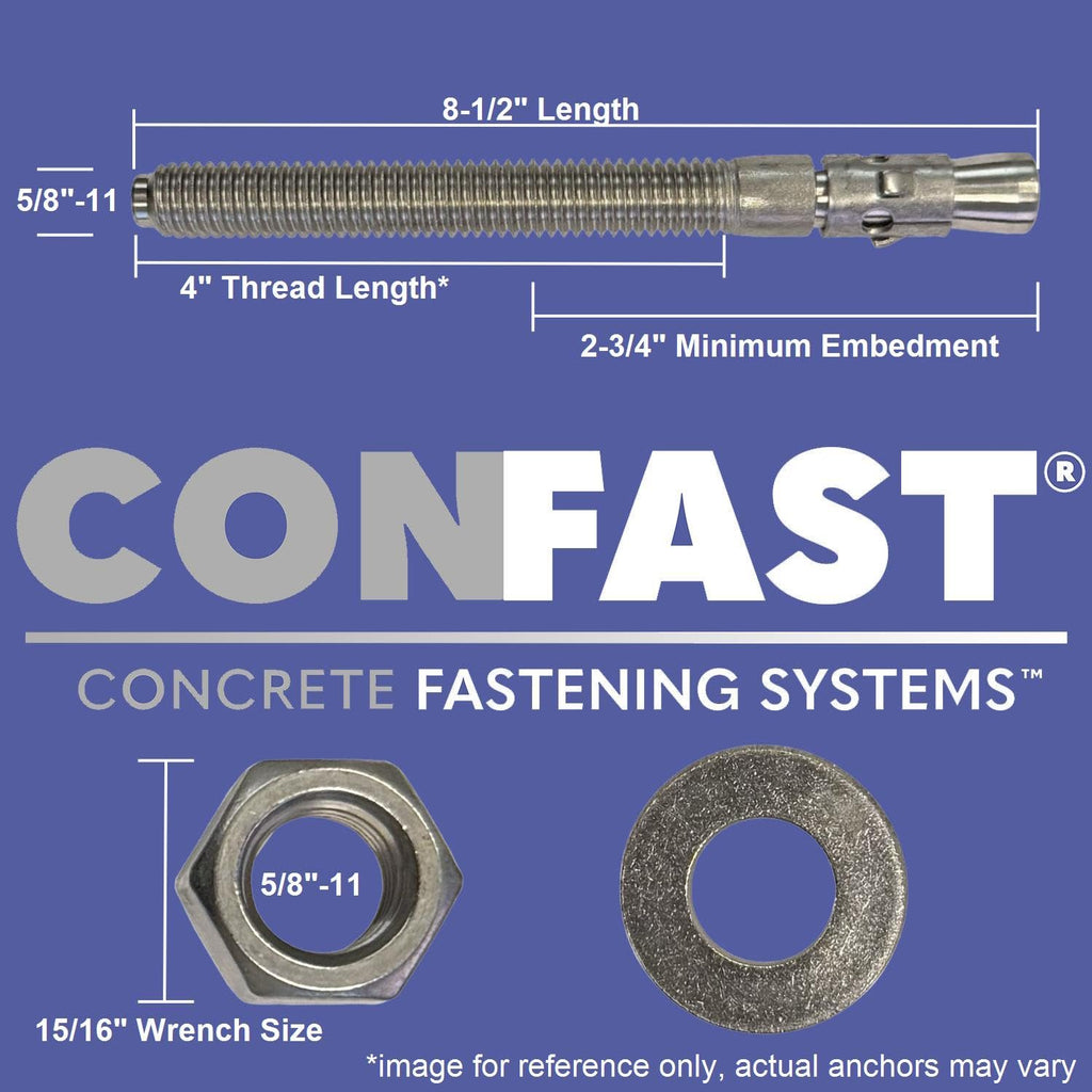 confast 1" x 9" galvanized wedge anchor (box shown in use