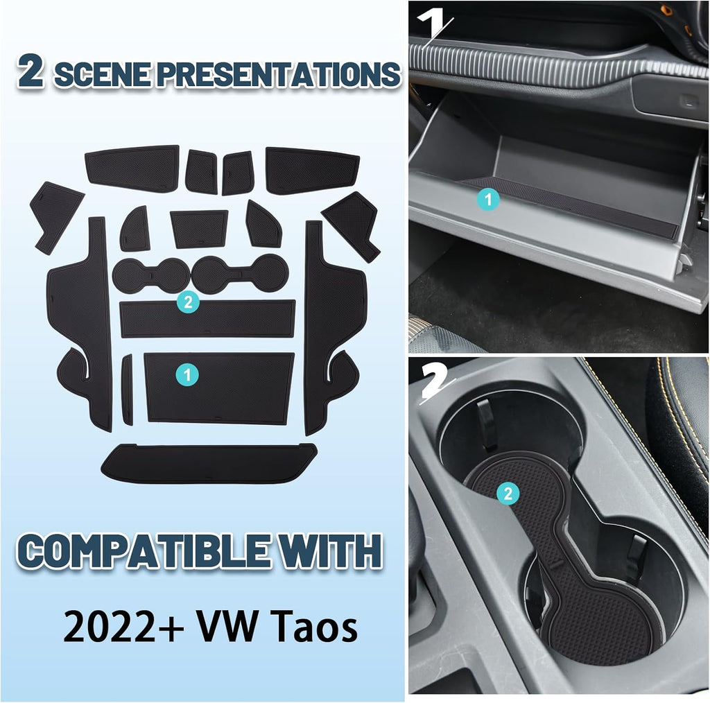 2024-2026 Ranger Door Slot Mats for 2026 Ford Ranger Accessories Anti-Slip Groove Interior Mats Compatible with 2024 2025 2026 Ford Ranger XL/XLT/Lariat/Raptor(17PCS/Sets)