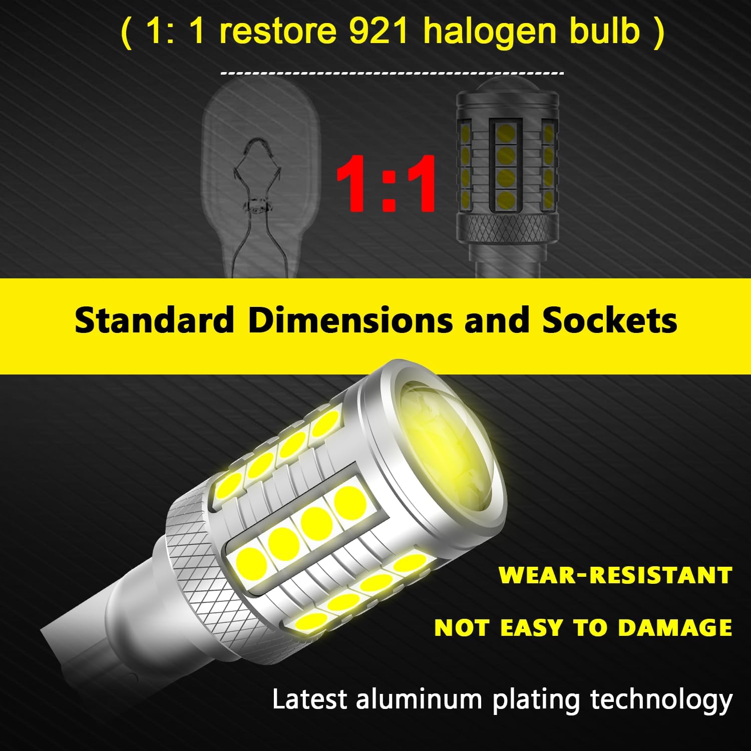 912 921 W16W LED Truck Cargo Bed Cab Light Bulbs for Ram Silverado Sierra F150 F250 F350 Ranger Colorado Maverick Tundra Frontier Titan 6000K Cool White Reverse Lamp 600% Brighter, 2-Pack