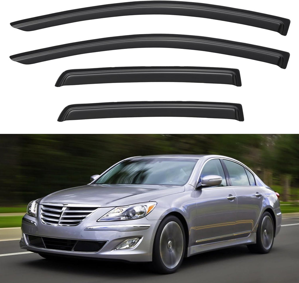 Window Visors Rain Guards for 2009-2014 Hyundai Genesis Sedan, Out-Channel