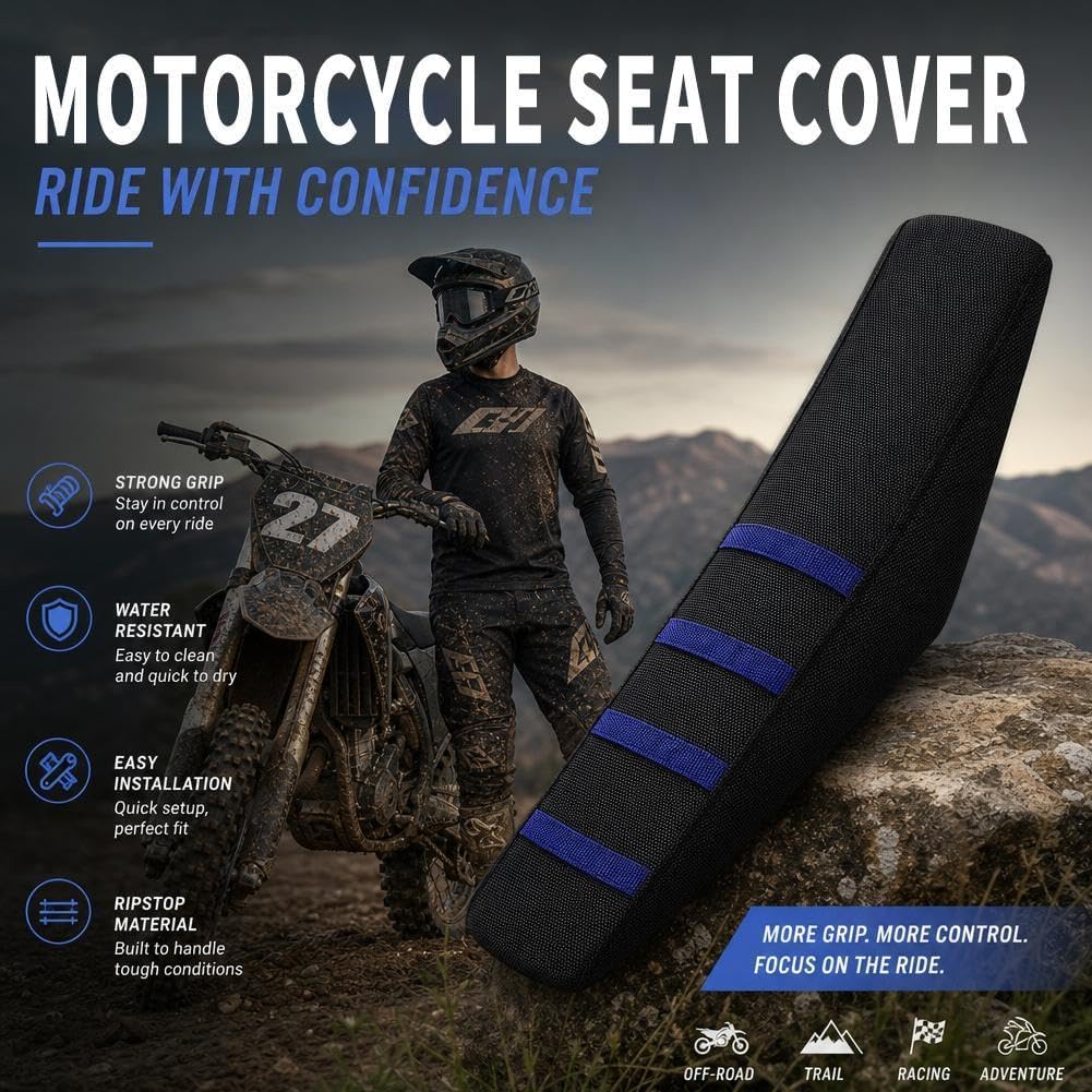 Seat Cover for Yozma IN10, Non-Slip Stripes Dirt Bike Cushion Skin, Waterproof PVC Ebike Saddle Protector Accessories for Yozma in 10 Electric Trail Motorcycle