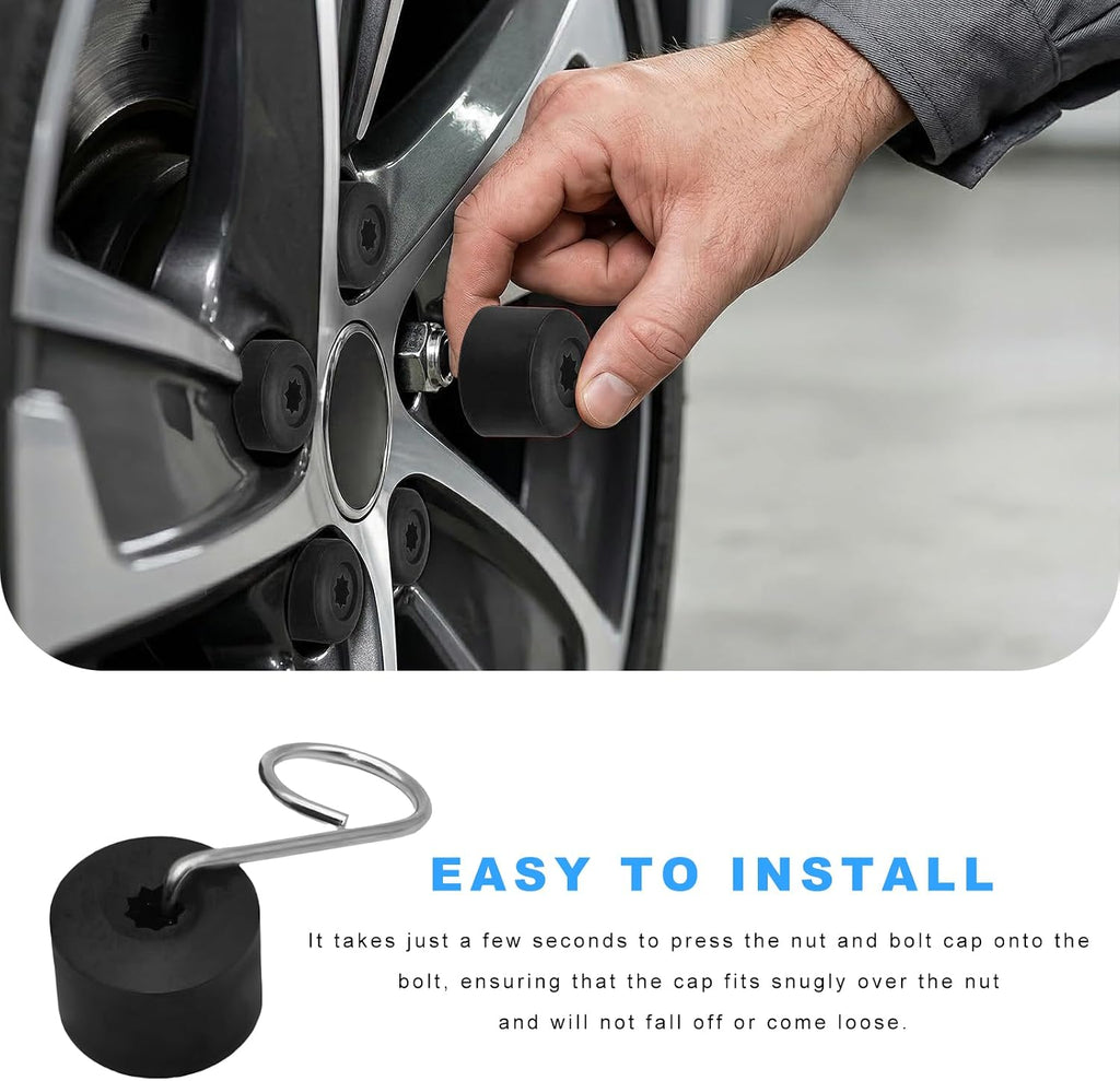 20 PCS Car Wheel Lug Nut Covers, 18mm Plastic Auto Tire Bolt Covers Nut Caps with Removal Tool, Wheel Bolt Caps Dismantle Replacement 1K0 601 173 for Beetle Passat GTI CC (Black)