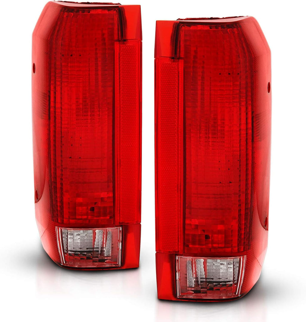AmeriLite Red Replacement Tail Light Assembly Set for Ford Bronco / F150 F250 F350 Styleside Pickup - Driver and Passenger Side
