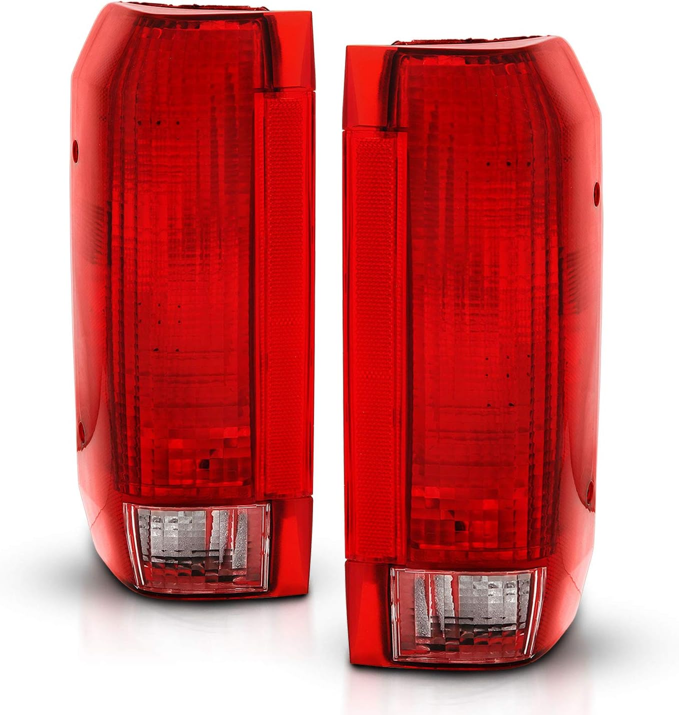 AmeriLite Red Replacement Tail Light Assembly Set for Ford Bronco / F150 F250 F350 Styleside Pickup - Driver and Passenger Side