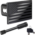 BFXM 2 Inch Trailer Hitch Cover, American Flag Stainless Steel Metal Hitch Cover with 5/8 Inches Pin Diameter Trailer Hitch Lock, Trailer Plug Receiver and Tow Cap for Truck Accessories