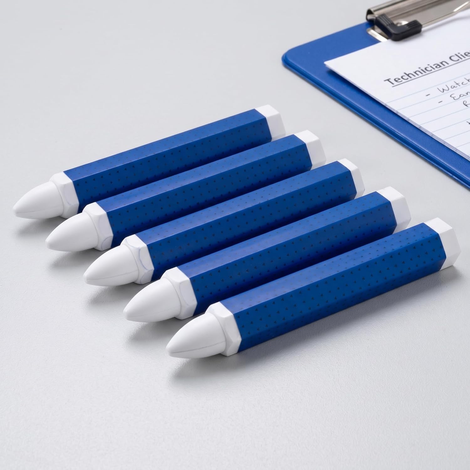 5pcs White Tire Marking Crayons, 3.94 x 0.59 Inches Industrial Tire Marker, Multifunctional Wax Crayon Sticks for Marking on Wet Dry Leather Fabric Wood Rubber