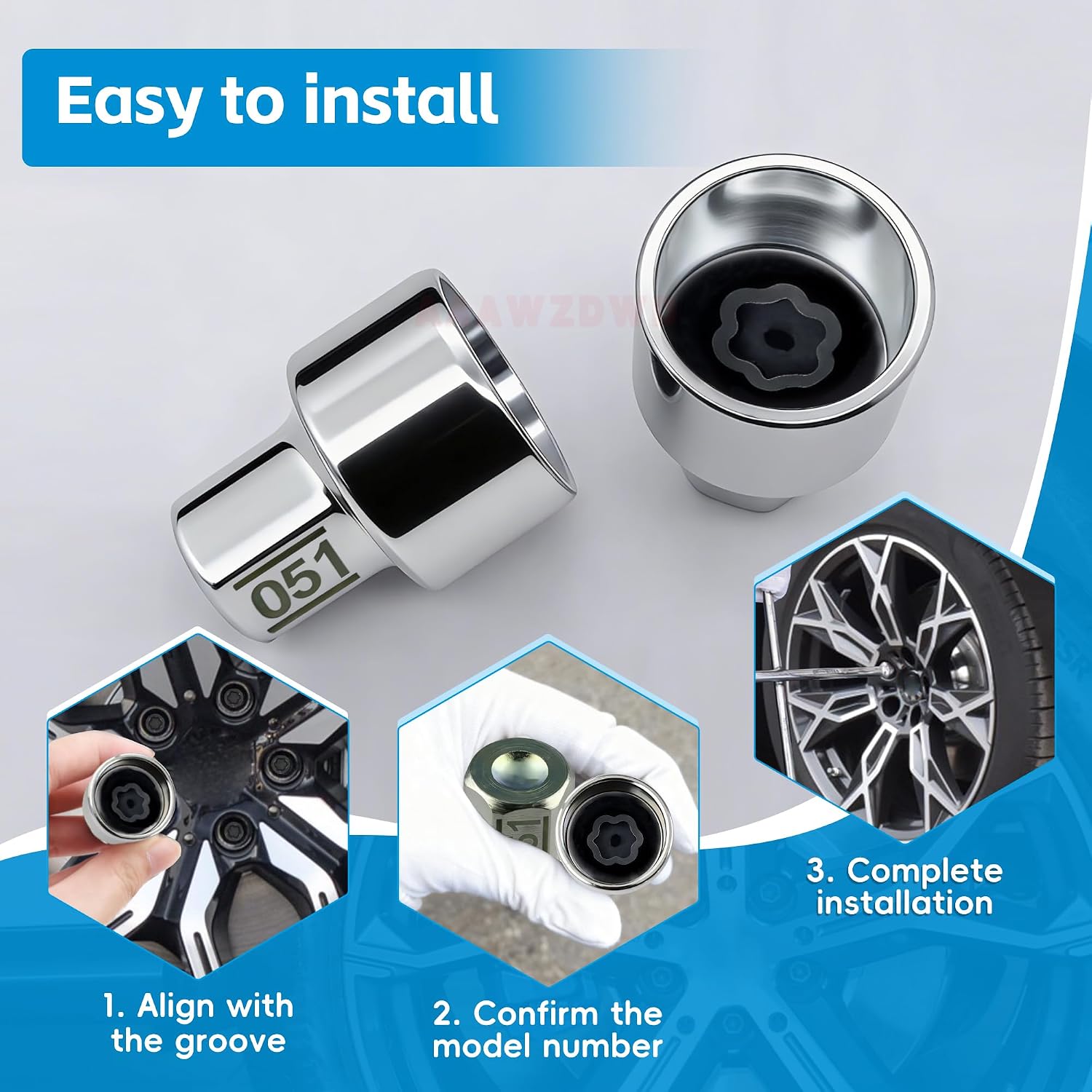 #051 Compatible with BMW 1 3 5 7 8 X2 X3 X5 X6 Wheel Lock Key Tire Lug Key | 051 Wheel Locking Nut Key Replacement