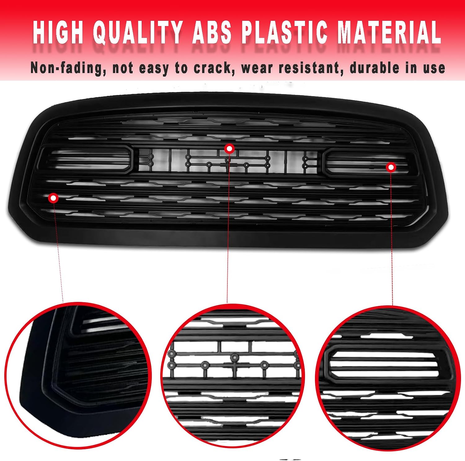 Front Bumper Grille Compatible with 2013 2014 2015 2016 2017 2018 Ram 1500 Grill, Replacement Aftermarket Grill with Letters Matte Black, Limited Style