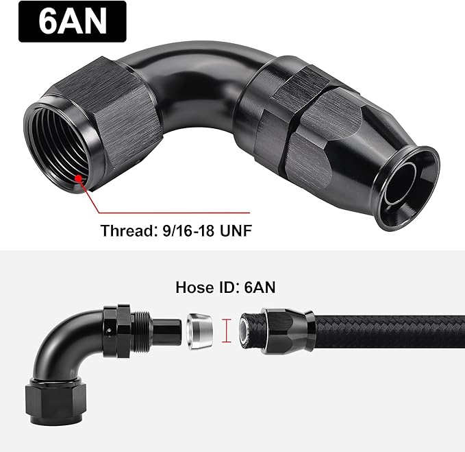 EVIL ENERGY 6AN 90 Degree PTFE One Piece Full Flow End Hose Fitting Aluminum - Image 4