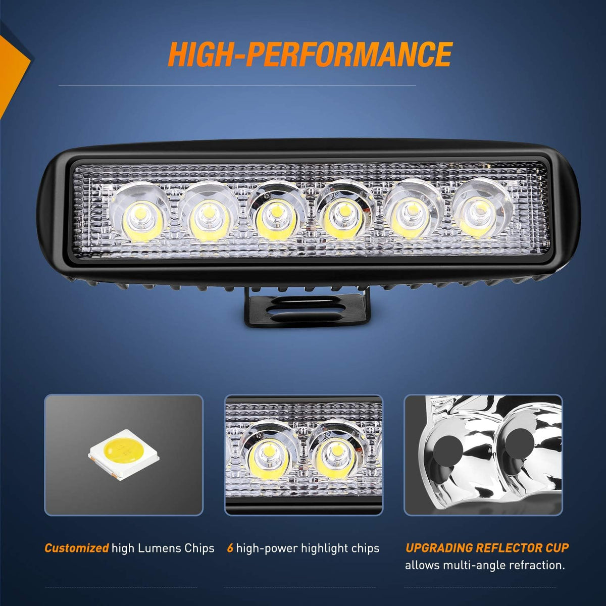 nilight - 15019s-d led light bar 4pcs 18w, close-up detail