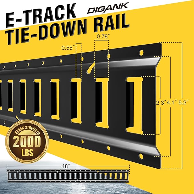 E Track 4'（2 Pack） with Powder-Coated Steel Trailer Tie Down - Image 2