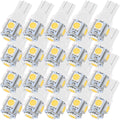 T10 168 194 2825 LED Bulb 5SMD White License Plate Dome Map Light 20pc | 6000K 192 2821 W5W 147 5050 5-SMD Interior LED Bulb for Door Step Footwell Trunk RV Canbus Error Free