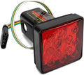 Trailer Hitch Light, 12V 12 LED Bright Smoked Lens Brake Light Tow Hitch Lamp Fits 2" Receiver, Waterproof Square Brake Tail Lights for Sedans Towing Trucks SUVs RVs