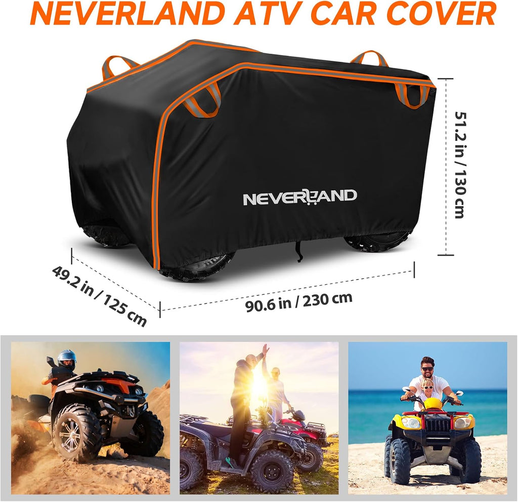 NEVERLAND ATV Cover Waterproof Heavy Duty 4 Wheeler Cover with Buckle, Dustproof Anti UV Windproof All Weather Outdoor Storage Quad Cover for Polaris Sportsman Yamaha Suzuki Honda Coleman Can am XXL