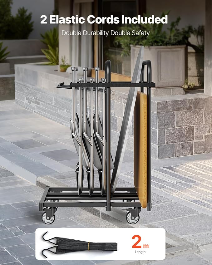 VEVOR Folding Chair Rack, 400 LBS Capacity, Heavy-Duty Chair Cart - Image 6