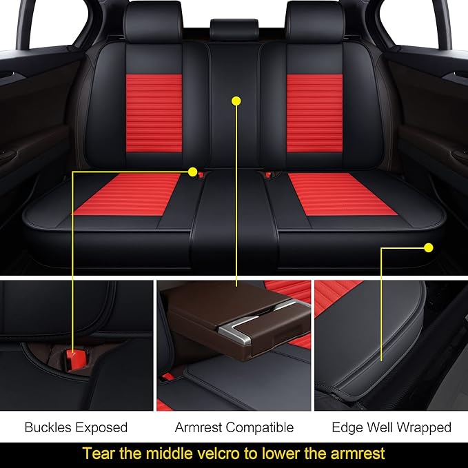 LINGVIDO Car Seat Covers, Breathable and Waterproof Faux Leather Automotive - Image 8