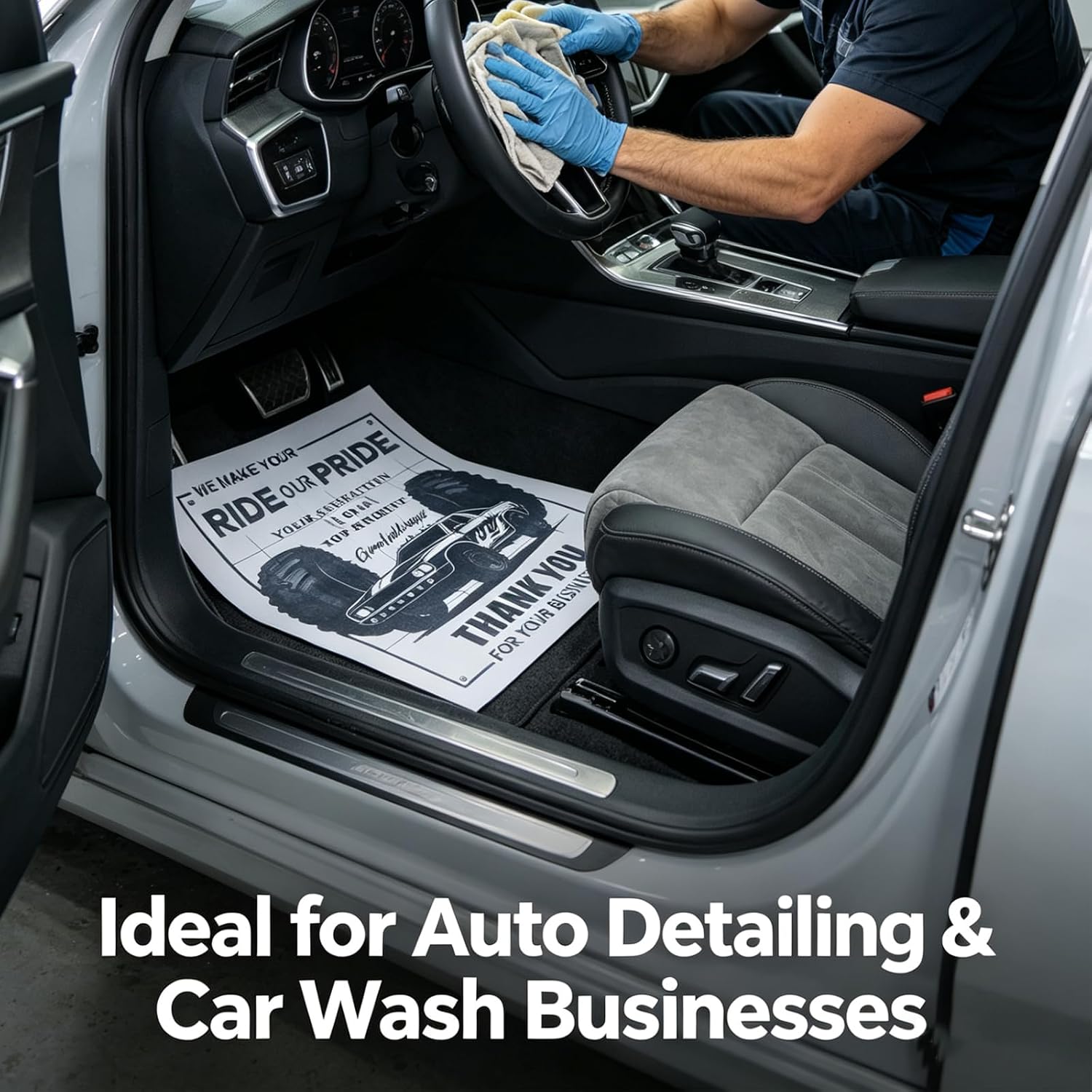 100pcs Disposable Paper Floor Mats for Cars, Paper Mats for Car Detailing, White Vehicle Interior Protection for Auto Detailing, Repair & Wash - 16x20 Inch