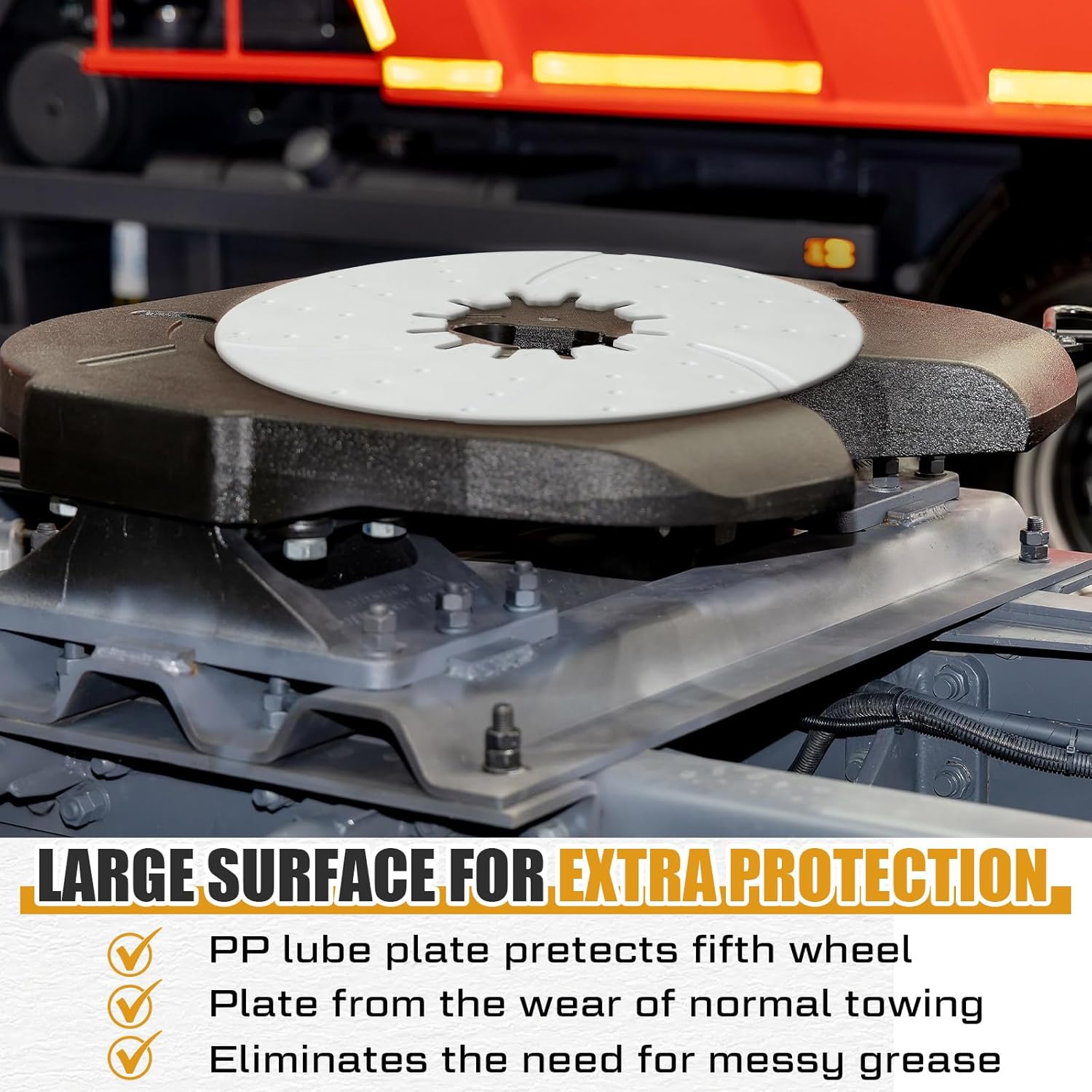 Threlaco 4 Pack 5th Wheel Hitch Lube Plate 10 Inch RV Camper Trailer Fifth Wheel Disc Lube Plate Accessories for Trailer Safety Kit Eliminates Grease, 3/16 Inch Thick, White