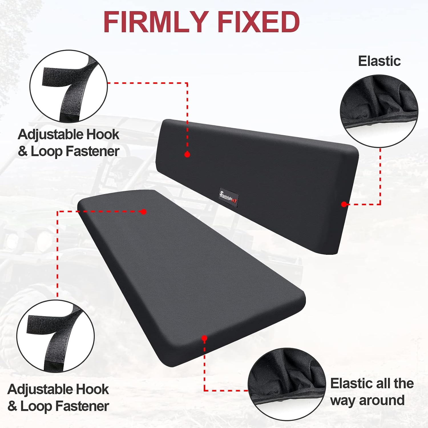 StarknightMT UTV Mule Pro Seat Covers 1680D Compatible with Kawasaki Mule PRO-FXT FX DXT DX 2015-2026 Waterproof Bench Seat Covers Black Accessories