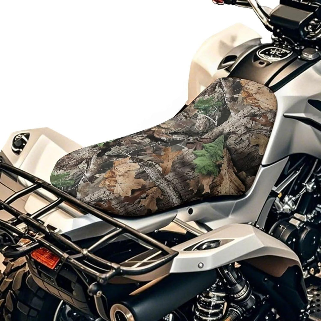 Camo Hunting Forest ATV Seat Cover Four Wheeler Accessories Breathable Padded Protector ATV Back Seat Powersports Cushion Covers Universal Waterproof Elastic