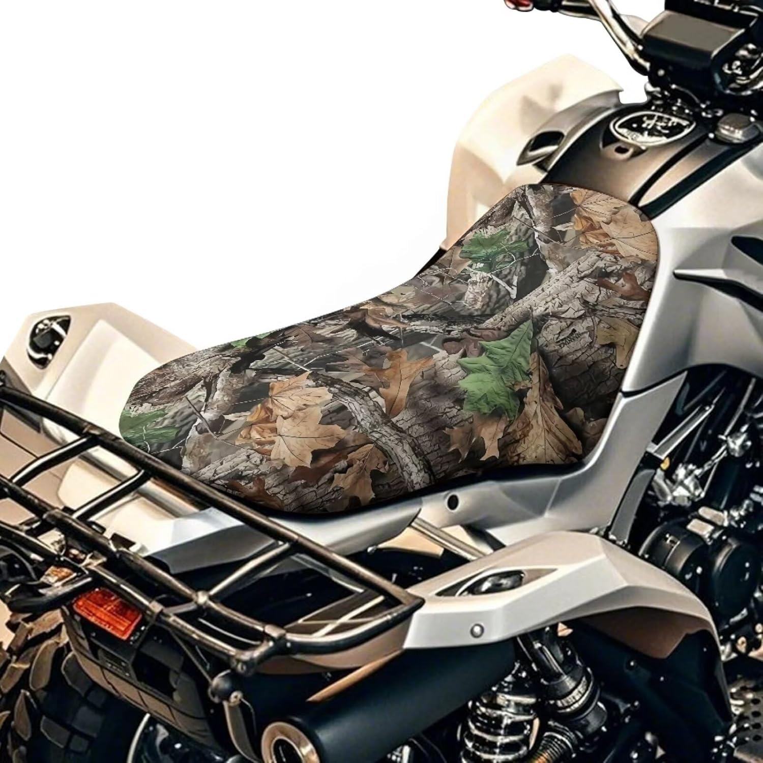 Camo Hunting Forest ATV Seat Cover Four Wheeler Accessories Breathable Padded Protector ATV Back Seat Powersports Cushion Covers Universal Waterproof Elastic