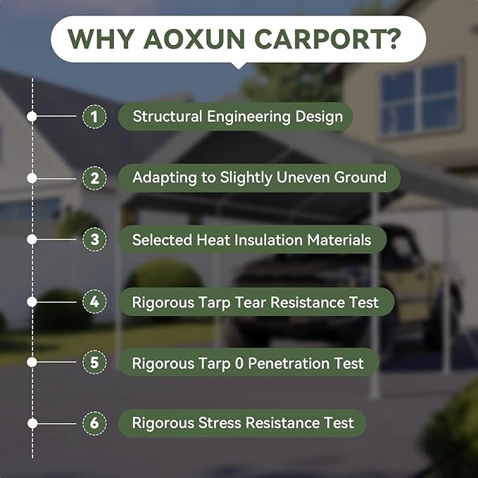 Aoxun 10x20 ft Heavy Duty Carport - Image 9