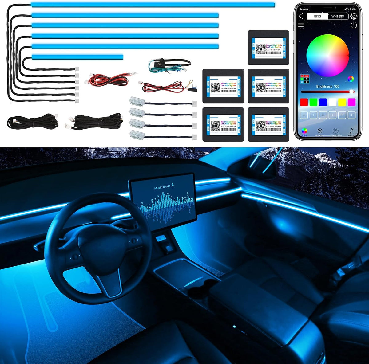 Acrylic Interior Car LED Strip Light