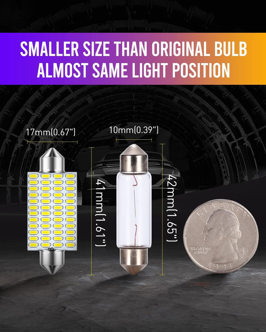 578 LED Bulb 569 211-2 212-2 41mm LED Lights Bulb for Car Interior Dome Map License Plate Courtesy Lights, Xenon White,Pack of 4