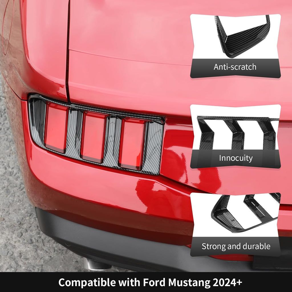 CheroCar Smoked Black Tail Light Cover Guard Trim Replacement TailLight Cover ABS Exterior Accessories for Ford Mustang 2024 2025 2026