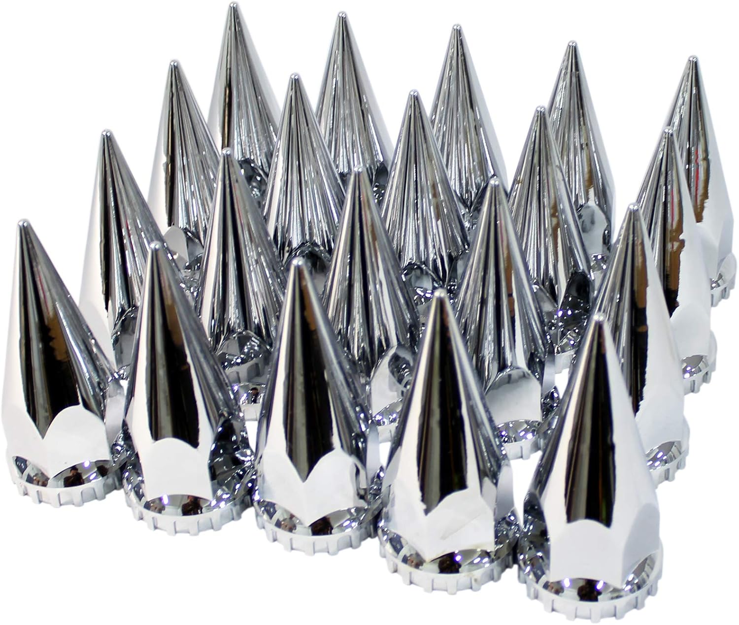 MRJLK Chrome ABS Complete Axle Cover Set with Hub Caps and 33mm Screw-On Spiked Lug Nut Covers for Semi Trucks (2 Front)
