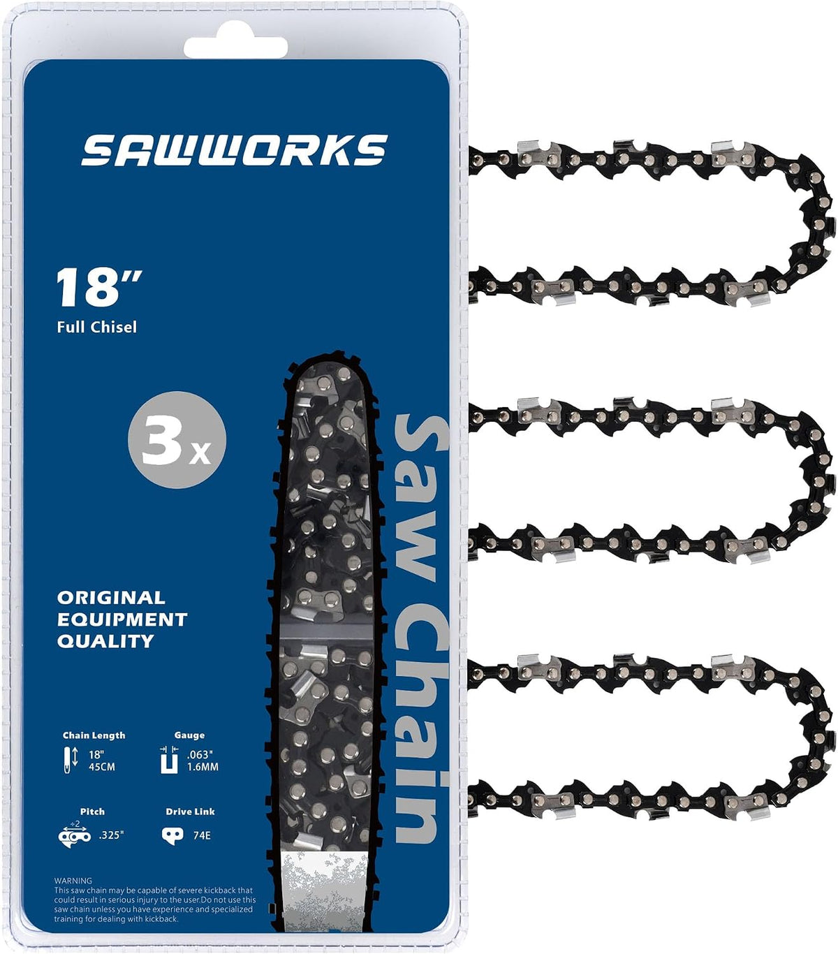 sawworks chainsaw chain 18 inch .325" pitch .063", main product view