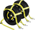 Adjustable Tow Dolly Basket Straps with Swivel J Hook-2 Pack,Car Wheel Strap Tire Bonnet Net Fits 13"-21" Tires Auto Universal Vehicle Car Dolly Ropes Accessories 10,000lbs Break Strength