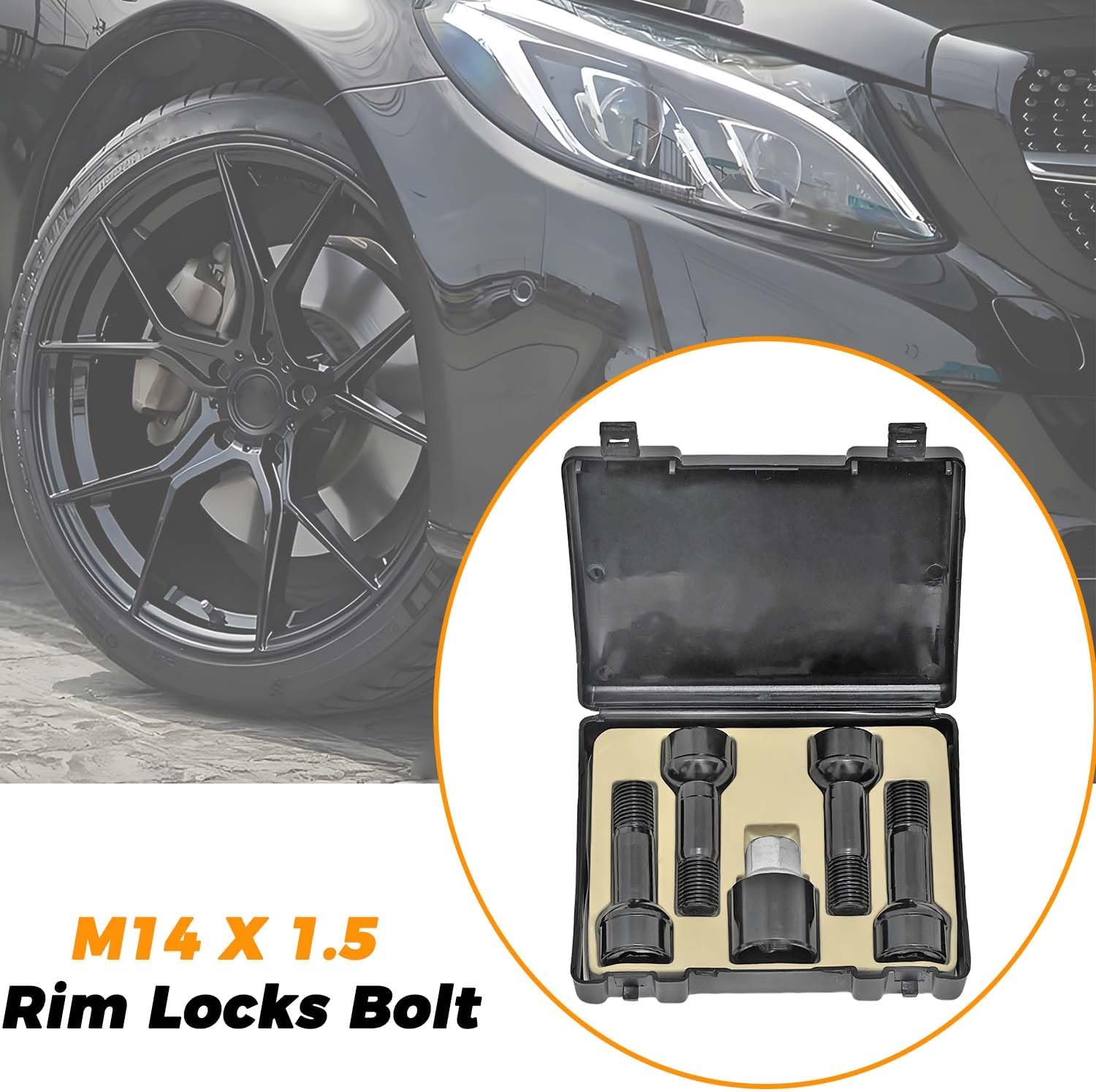 0019901707 Rim Locks Bolt Compatible with Mercedes-Benz E300 E350 S450 GLC300 CLS450 C43 C63 GLC43 S63 S65, Wheel Lock Bolt Nut Set Replace A0019901707