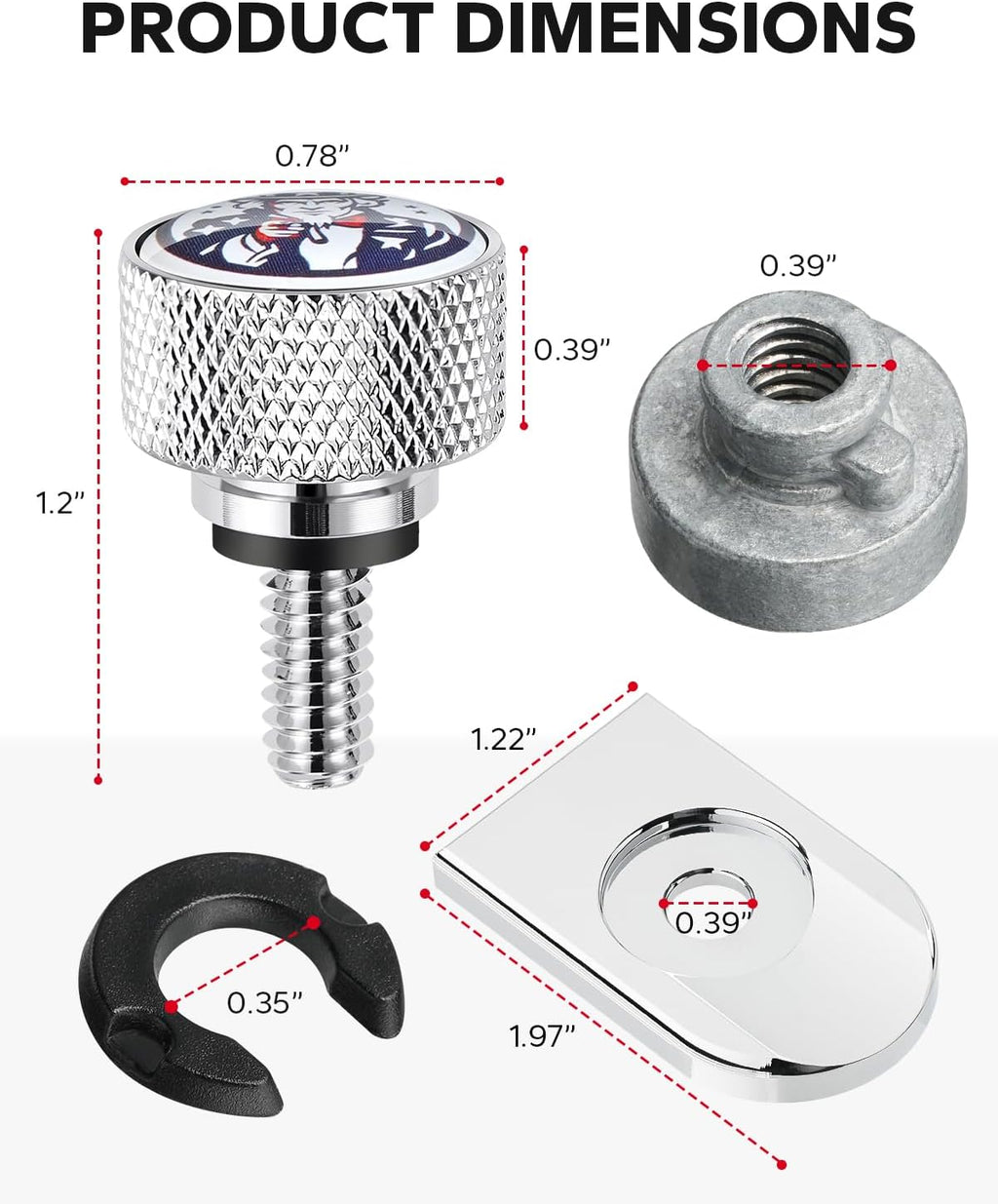 Amazicha Stainless Steel Seat Bolt Screw Nut Cover Mount Kit Compatible for Harley Davidson Touring Sportster Softail Dyna 1996-2026 Chrome
