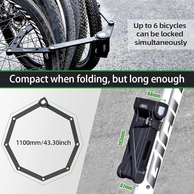 RBRL Folding Bike Lock, 3.6ft Heavy Duty Anti Theft, Hardened Steel 8mm Chain - Image 5
