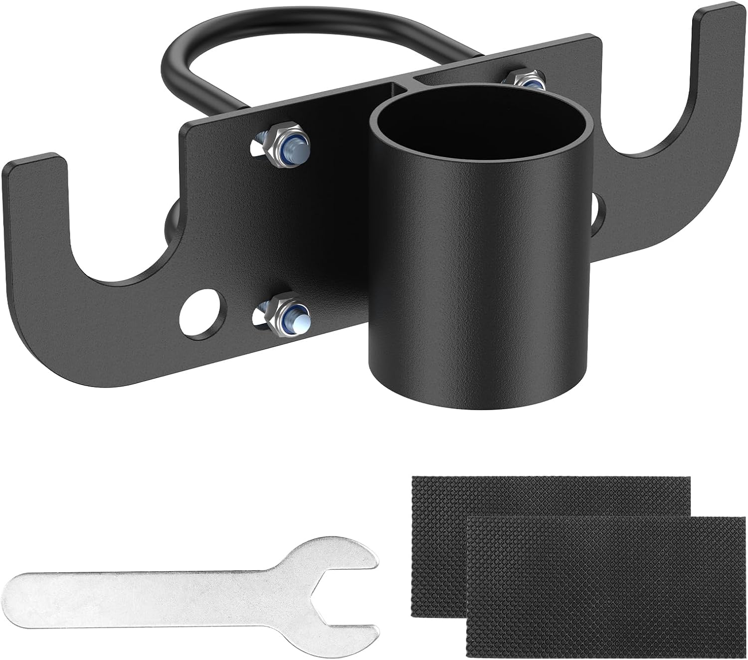 Aluminum Trailer Safety Chain Holder & 7-Way Plug Holder, Heavy Duty Anti-Rust Enclosed Tongue Jack Organizer Fits 2" & 2-1/4" Tubes, RV Towing Utility Camper Accessories for Chains & Wire Harness (B)