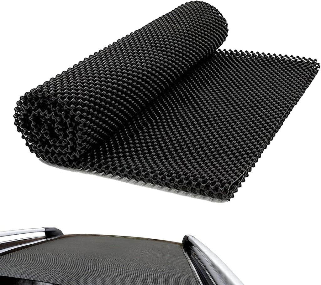 Car Roof Rack Pad, 39" x 47" Anti-slip Scratch-resistant PVC Cargo Storage Rug Mat, Cuttable Breathability Paint Protective Liner, Universal for Roof Rack Trunk Floor (Black)